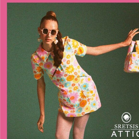 Sretsis white and multi-coloured terry cloth  floral dress size US 4 - Picture 1 of 7